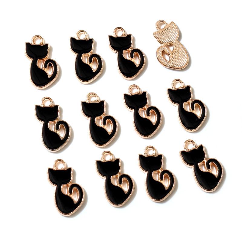 

30Pcs 8*15mm Multi-Colors Oil Small Cat Charms For DIY Jewelry Making