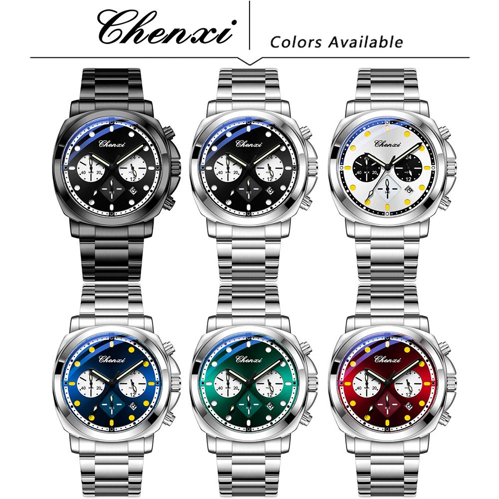 CHENXI Chronograph Watches Man Multi-functional Waterproof Fashion Quartz Watch Calendar Luminous Men's Wristwatch