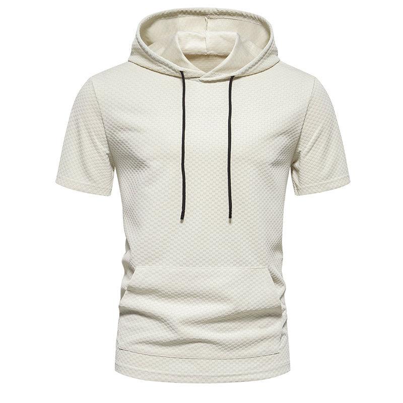 Men's Waffle Short Sleeve Hoodie Lightweight Pullover Summer Casual Hooded Sweatshirts Breathable T-Shirts Moisture Wicking Dry Fit Shirts for Men