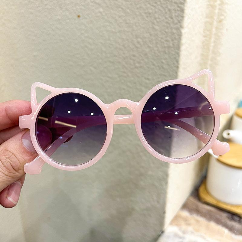 Children's sunglasses Cat's ears round colored glasses sunshade shopping modeling glasses