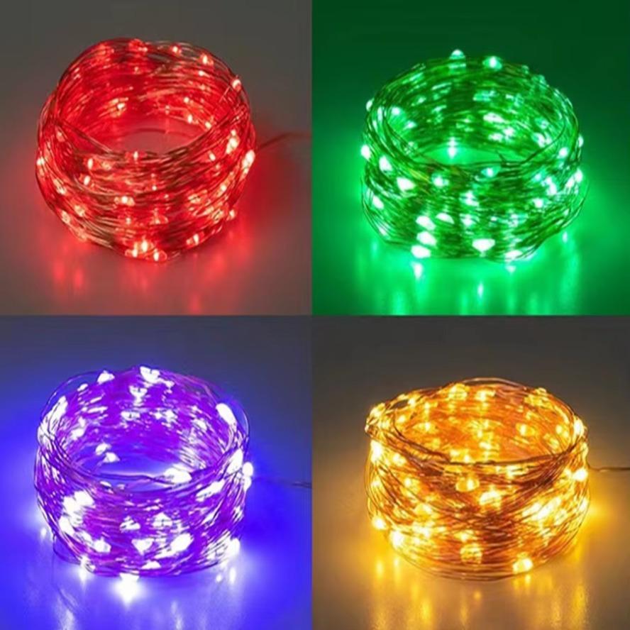 10PCS 10/20M Fairy Lights Měděná stříbrná drátěná krabička na baterie LED řetězová světla pro vánoční ložnici Party Svatební dekorace Dárky