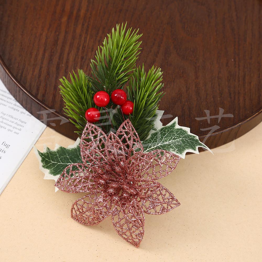 Christmas Flowers, Christmas Celebration Decorations, Scallion Powder with Hollow Flowers, Christmas Tree Decorations, Pendants, Ornaments, Handicraft