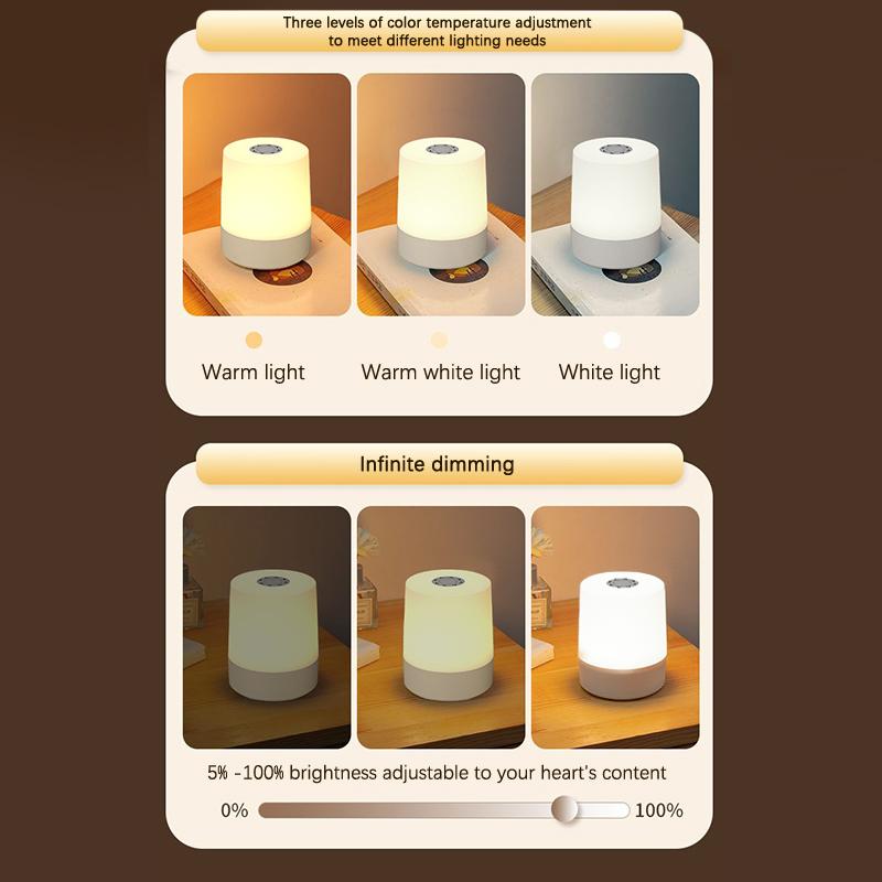 3 Farge Berøring Nattlampe USB-lading Nattlys Nattstemningslys Soverom Nattbordslampe Hjemmedekorasjon Barn Nattlampe