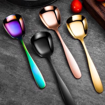 1pc 304 Stainless Steel Spoon Titanium Plated Gold Spoon Home Thickened Spoon Creative Coffee Spoon