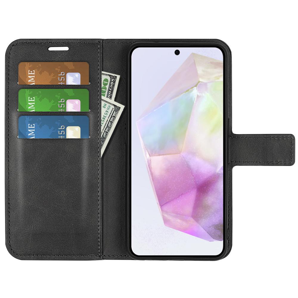 

For Samsung Galaxy A36 5G/A56 5G Stand Case Anti-Scratch Calf Texture Leather Phone Cover Blue
