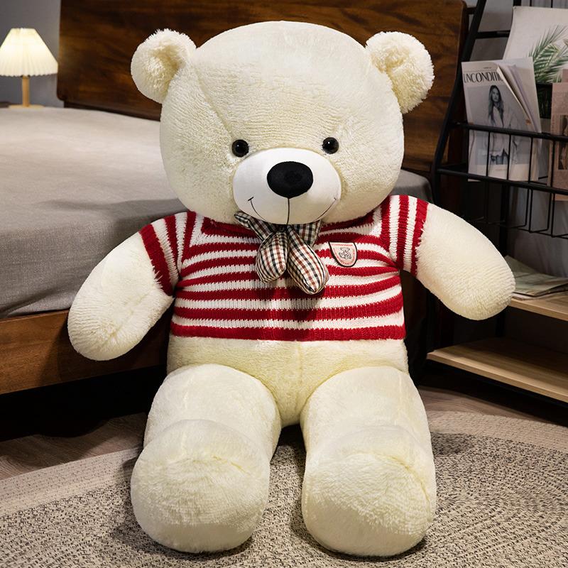 New 100cm Giant Dressed Sweater Bear Bowknot Multiple Color Options Plush Animals Dolls Super Soft Baby Soothing Toys Gift Decor