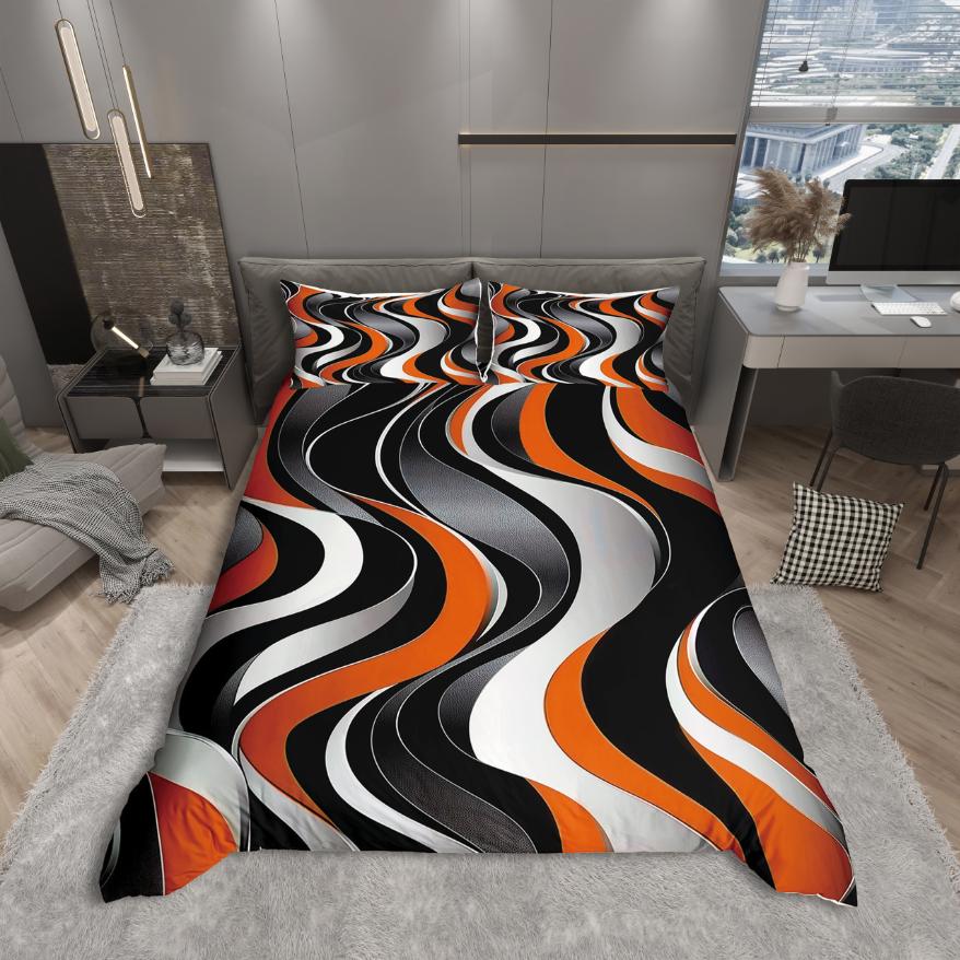 

Homewish Geometric Stripes Duvet Cover Set,Spiral Lines for Teens Bedding Set,Abstract Artwork Decor DE XS 100x135cm 2pcs&set