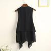 Summer Women Chiffon Vest Long Sleeveless Irregular Waistcoat Lightweight Asymmetrical Casual Outerwear