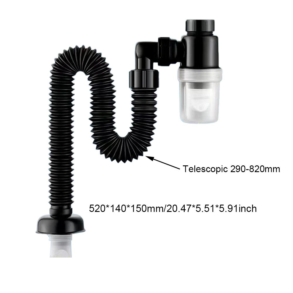 

Универсальный слив для раковины, антизасоряющийся, выдвижной, дезодорирующий, гибкий, для ванной, кухни, раковины, водосточная труба, аксессуары для домашнего дренажа чёрный