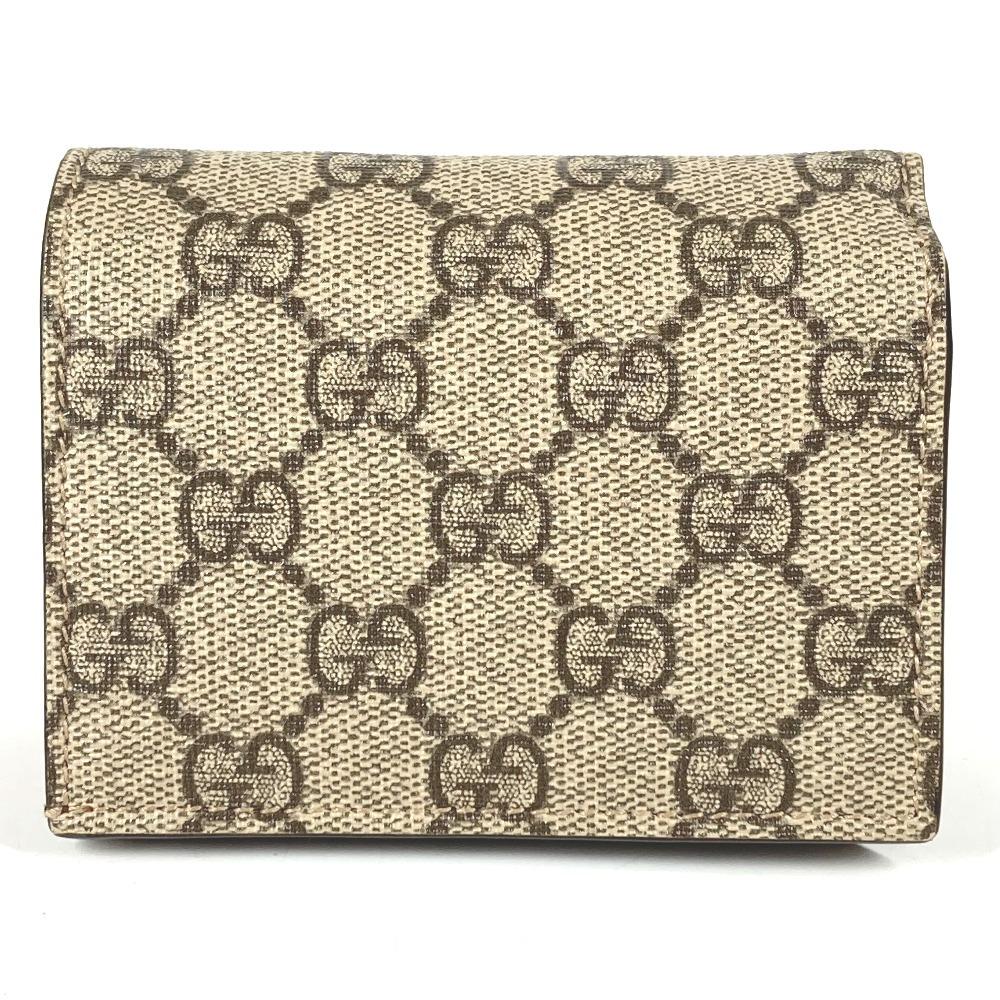 Gucci 648848 Heart Logo Compact Wallet Folded Wallet GG Supreme Canvas Beige/Red