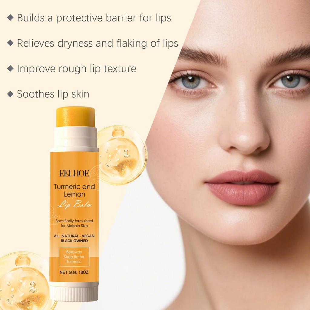 EELHOE Kurkuma Zitrone Lippenbalsam spendet Feuchtigkeit, hellt auf, macht die Lippenmuskulatur geschmeidig, peelt, mehrteilige tägliche Feuchtigkeitspflege 1 Stück