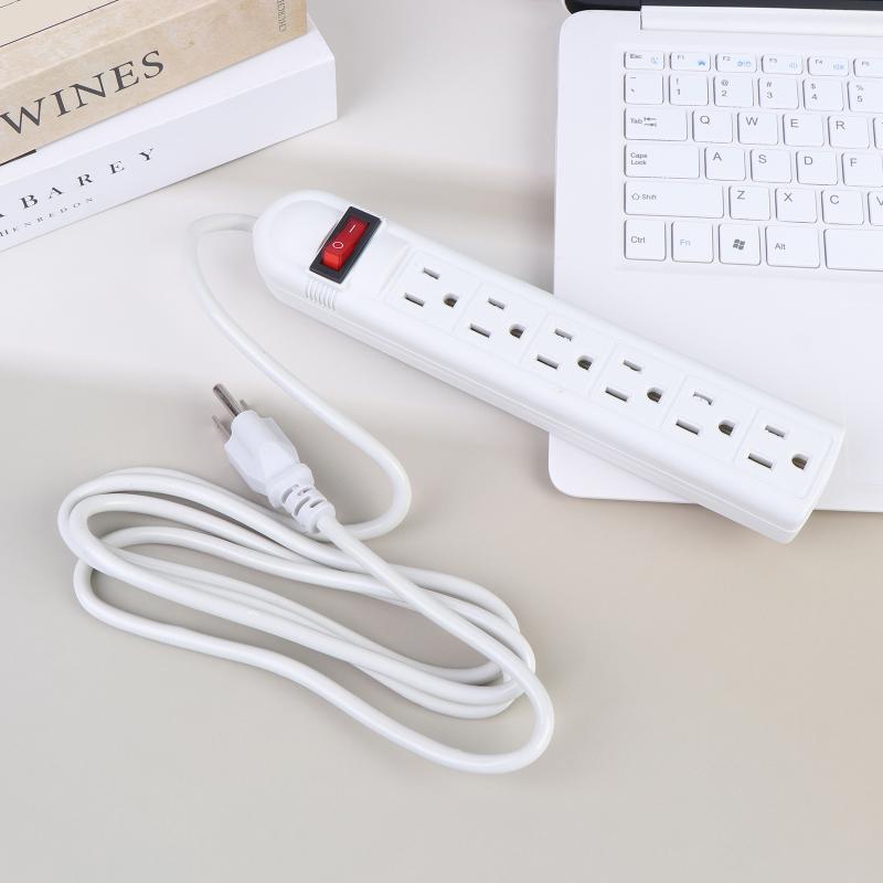 Us Power Strip 6 Outlet 2M Surge Protected Extension Cord On Off Switch Safe Socket For Home Office Dorm Electronic Charging