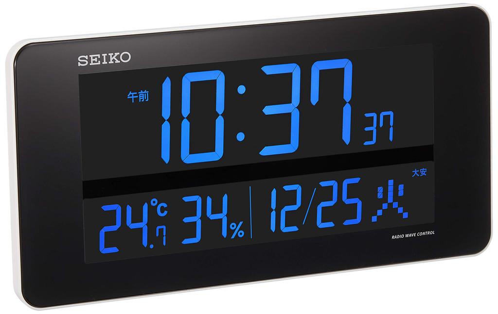Hodiny Seiko Hodiny Seiko Nástěnné hodiny Stolní hodiny Radio Wave Digitální AC barevný LCD Série C3 Bílá DL208W SEIKO