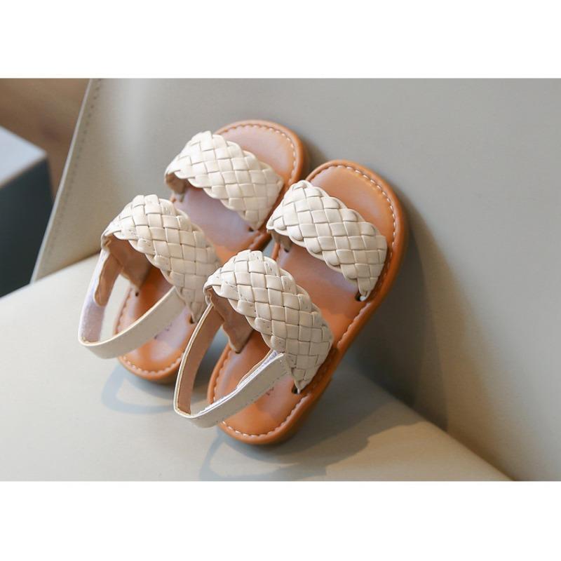 Korean Style Summer Kids Open Toe Woven Beach Sandals For Boys And Girls