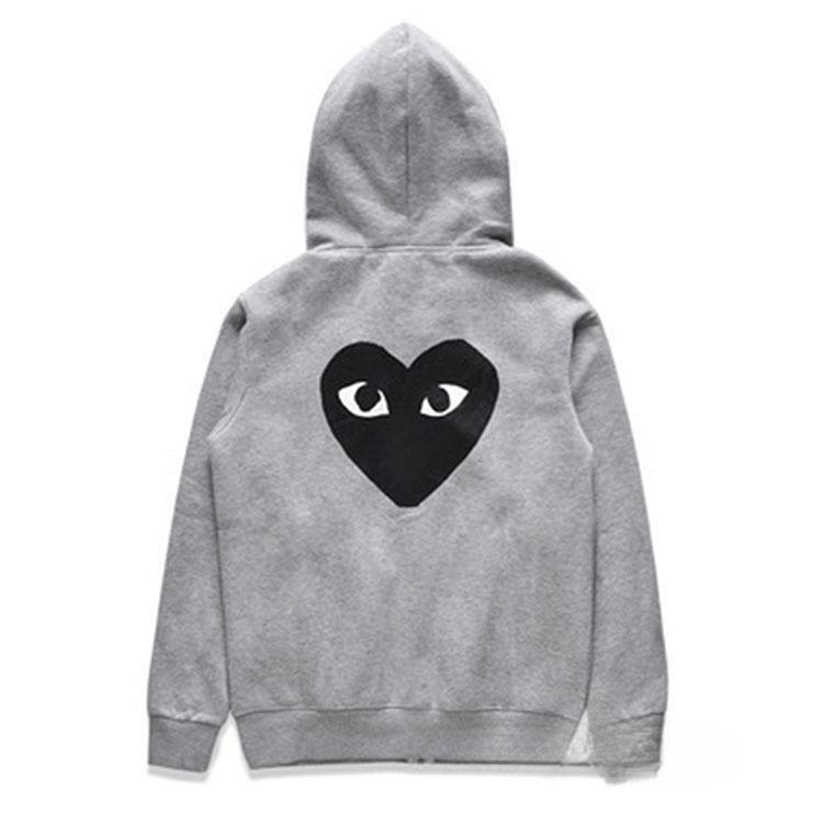 Felpa Streetwear Giapponese per Uomo Donna Coppia Pile Pesante Pullover Cuore Nero Ricamato Manica Lunga Top Oversize