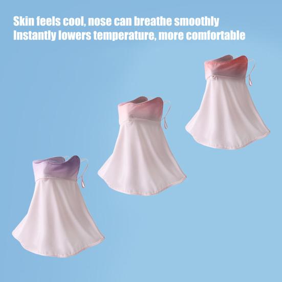Ice Silk Sunscreen Face Guard, Three-Dimensional Tailoring Face Protector, Gradient Color Neck Clavicle UV Shield with Ear Loop, for Hiking, Fishing
