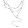 Yhpup Stainless Steel Layered Snake Chain Zirconia Drop Stacking Necklace Temperament Chic Charm Bib Jewelry Gift Waterproof