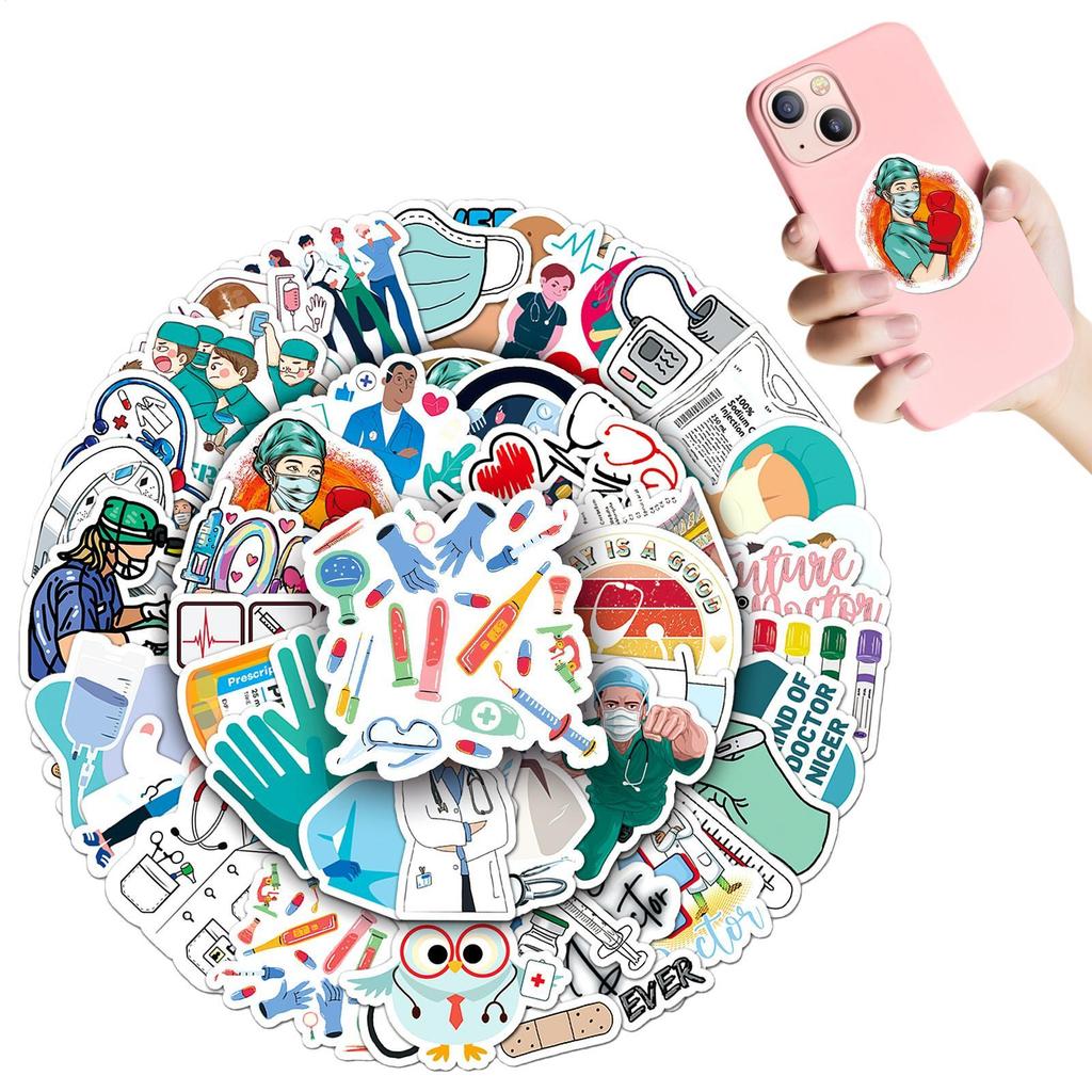 50pcs New Model Doctor Nurse Graffiti Stickers International Nurses' Day Decals Kid Toy Decoration Tool For Luggage, Computer