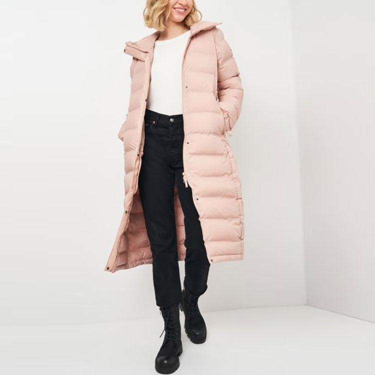 Adidas Logo Casual Long Warm Hooded Cotton Coat Women Coat Pink CY8635