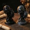 Unique Resin Desktop Decor 3D Printed Double Skull Ornament, Twisted Skeleton Figurine, Gothic Style Home Accents Statue for Halloween Bar &