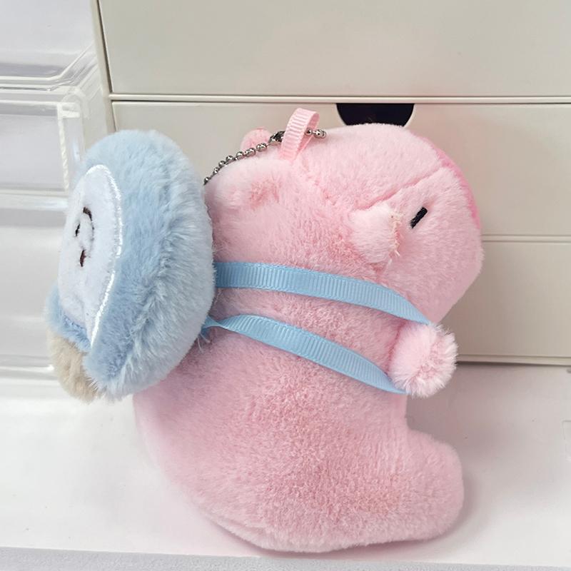 Cartoon Plush Badminton Tennis Capybara Keychain Fluffy Cute Creative Soft Stuffed Doll Pendant Backpack Decorative Accessories