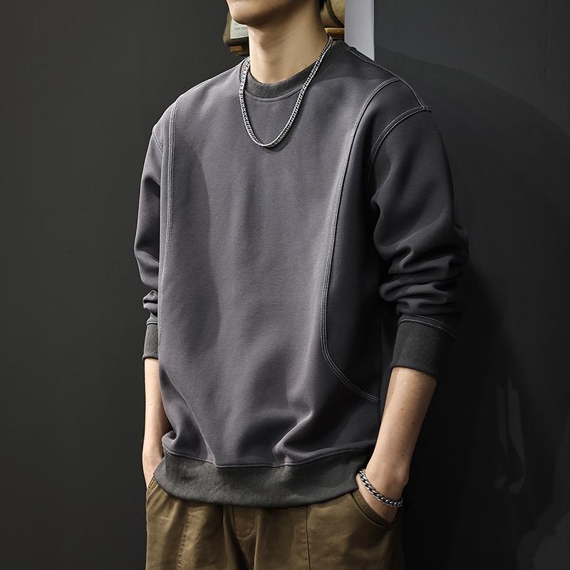 

Осенний дизайн Sense Splicing свитер мужской свободный тренд повседневный однотонный топ американский тяжелый пуловер куртка 4XL темно-серого