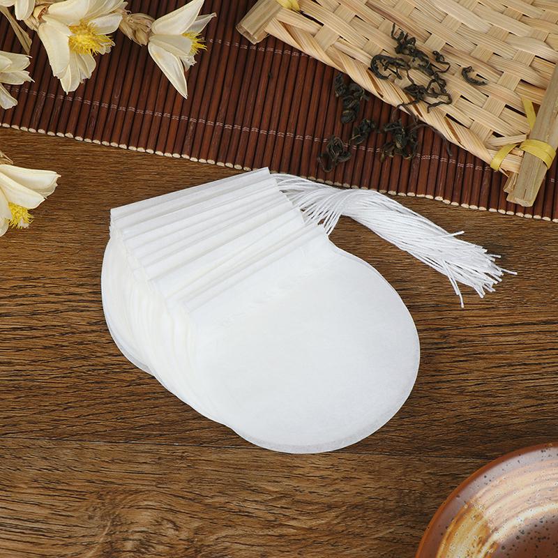 100Pcs White Round Tea Bags Empty Filter Paper Teabags With String For Herb Tea