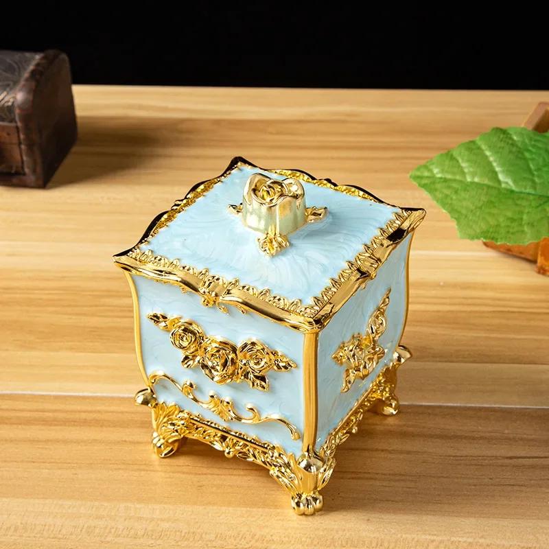 Luxury European Style Plastic Cotton Swab Toothpick Box Living Room Household Retro Cotton Swab Toothpick Sealed Storage Boxs