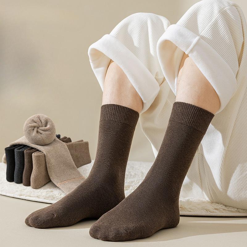 Men In Autumn and Winter Add Velvet and Thick Cold Proof Warm Wool Ring Antibacterial Socks