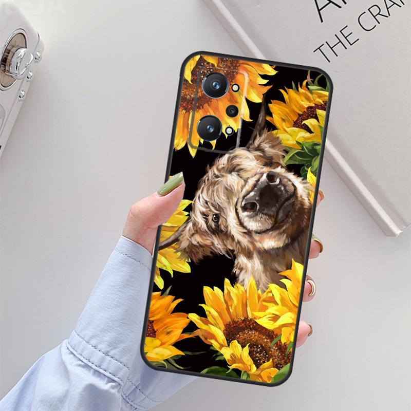 

Милая корова Хайленд для Realme 11 10 12 13 14 Pro Plus GT 5 6 6T GT7 Pro C67 C61 C53 C51 C21Y C25S C55 C75 Чехол Realme C15