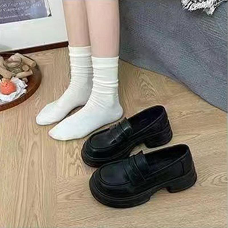 Women's British-style Small Leather Shoes In the Spring and Autumn of 2025 New Versatile Retro Single Shoes Thick-soled Black Loafers