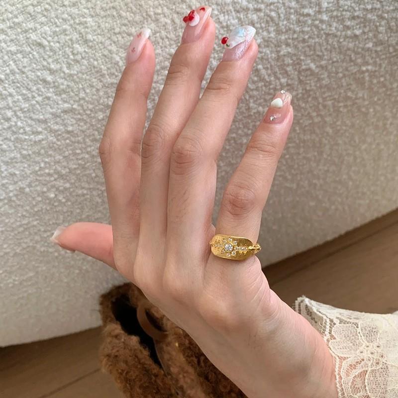 Golden Flower Butterfly Ring Women's Niche Light Luxury High Sense Versatile Open Ring Index Finger Ring New Jewelry