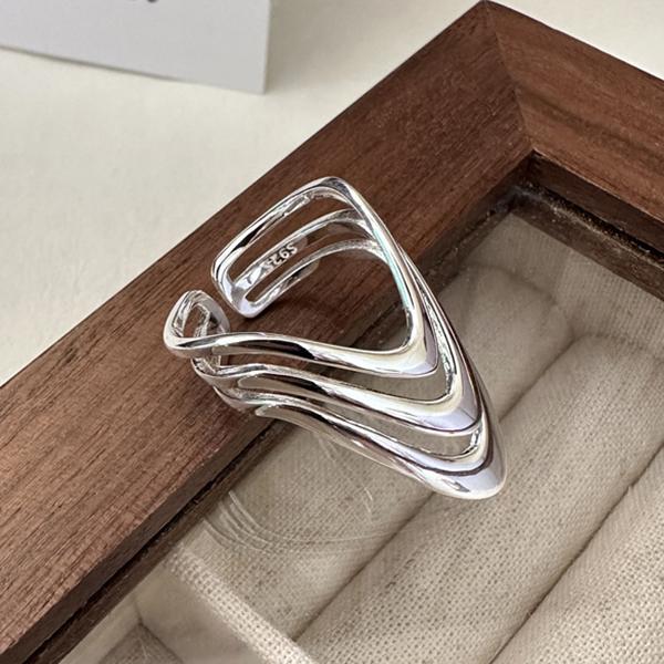 925 Sterling Silver Trend Arched Wide Ring For Female Geometry Punk Design Jewelry Asymmetric Gift Dropshipping
