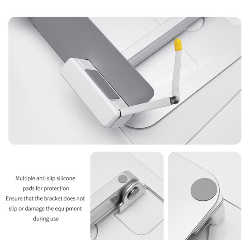 Two Axises Adjustable Foldable Laptop Book Stand Aluminum Construction 360 Rotation Clear Acrylic Ergonomic Holder