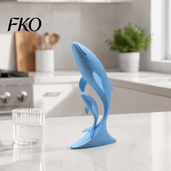 Whale Art for Nursery Decor 3D Printed Ornaments, Mother And Child Figurines, Matte Solid Color Figurine Modern Minimalist Double Sculpture