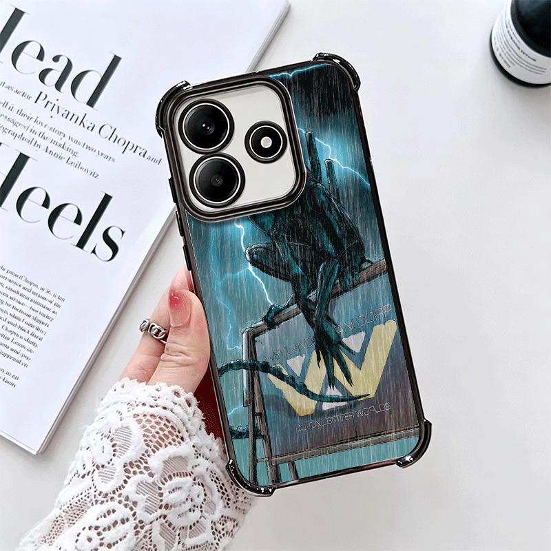 Cool A-Alien X-Xenomorph Plating Phone Case For Xiaomi Redmi Note 14 15 Pro Plus 13 12 11 11S 11T 10 9S 9 5G Anti-Fall Airabag C
