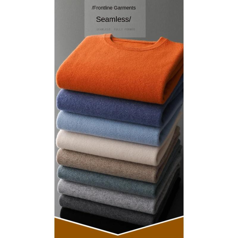 2025 Kašmírový svetr s kulatým výstřihem Pánské volné oversized M-3XL Pletená spodní košile Podzim Zima Nový Korejský Ležérní Pánský Top