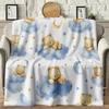 1pc Bohemian Bear & Cloud Blanket - Quilted Soft Breathable Cooling Bedspread, Cute Bear Cloud Animal Print Suitable for S, All-Season Cozy