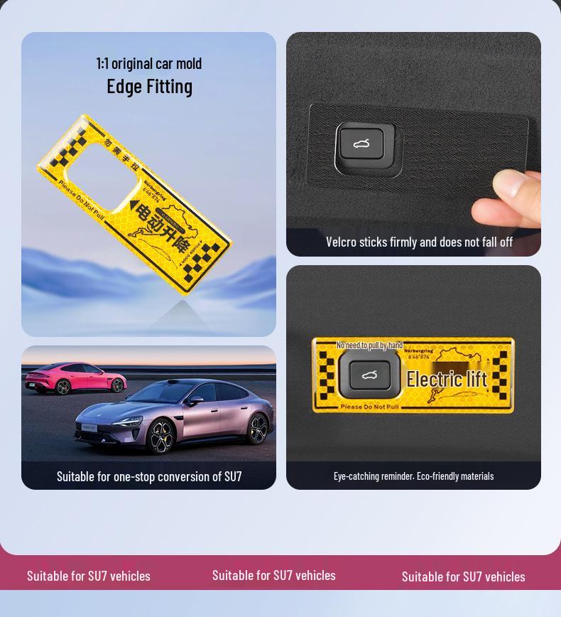 Xiaomi YU7/SU7 Electric Tailgate Warning & Trunk Switch Sticker - Car Decoration Accessory