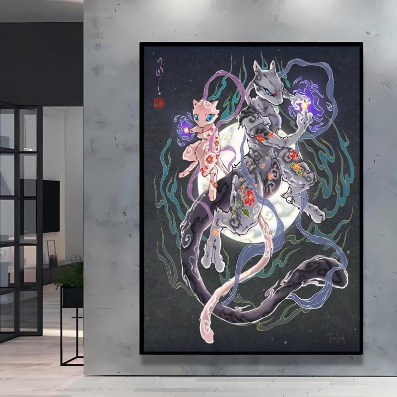 Japanese Classic Anime  Charizard Decorative Painting High Quality Canvas  Modern Home Bedroom Wall Picture Decorative