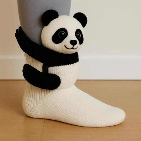 3D Animal Knitted Socks Warm Cute Crew Socks Hand Crocheted Animal Doll Floor Socks Holiday Birthday Gift for Women Girls