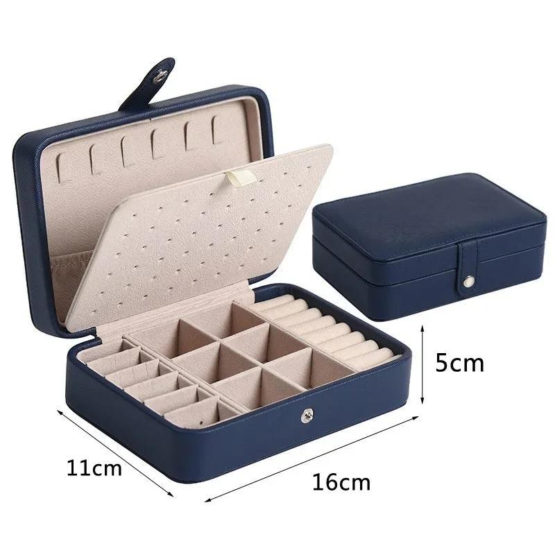 1 Stück PU-Leder Schmuck-Organizer-Box Tragbare Ohrringe Ringe und Halskette Schmuckaufbewahrungsbox