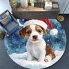 Christmas Puppy Round Area Rug,Carpet Rug for Living Room Bedroom Sofa Playroom Decor,Non-slip Floor Mat