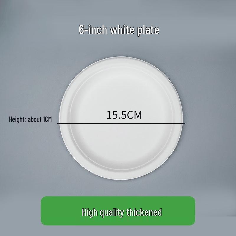Disposable 6-Inch White Wheat Straw Plates