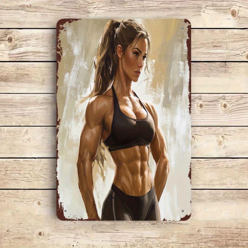 Vintage Kvinlig Silhuett Metall Logotyp för Bar & Garage