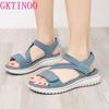 Fashion GKTINOO 2025 New Women Sandals Platform Leather Ladies Sandals Comfortable Flat Sandals Open Toe Beach Shoes Woman Footwear