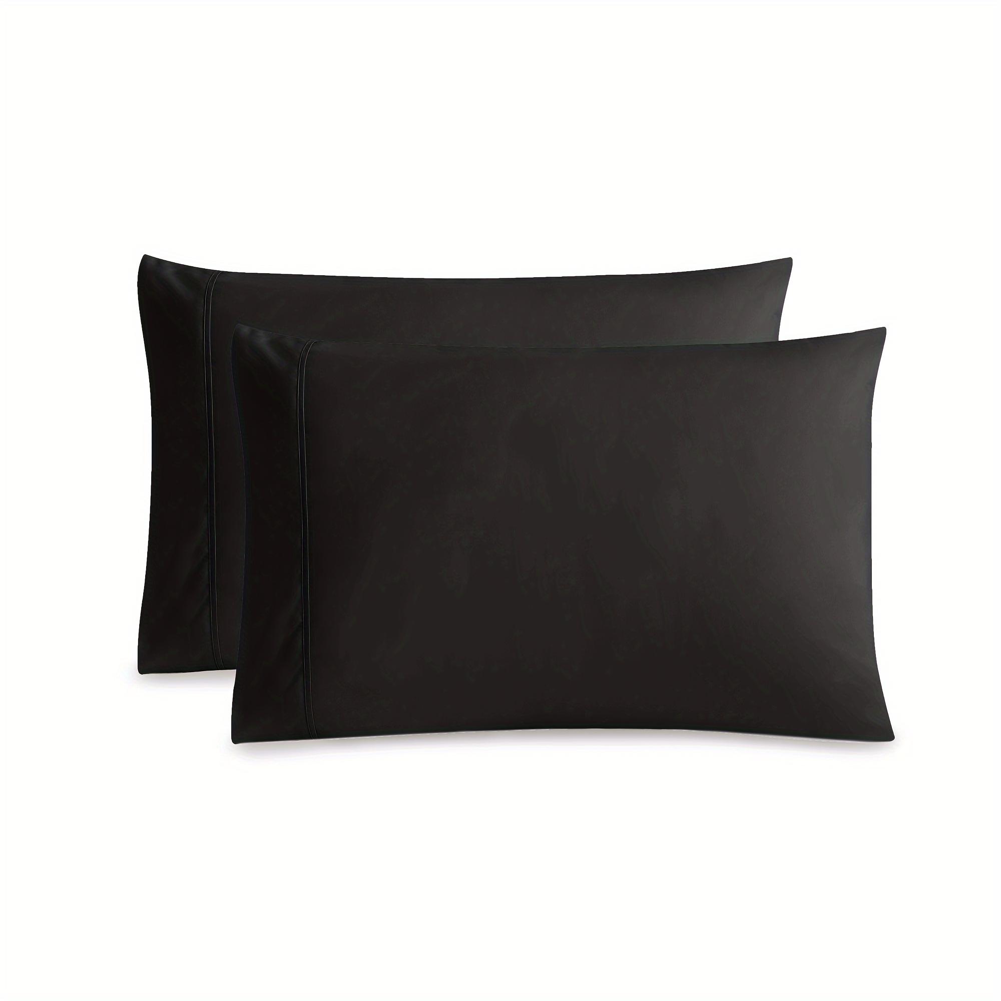

2 Pcs American Style Satin Pillowcases Solid Color Standard 20x26inch Pillow Covers for Home Bedding 51×66cm