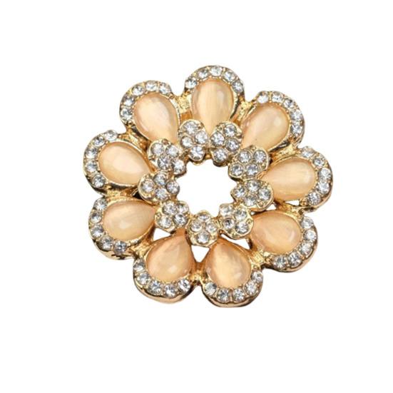 Brooch Retro Style Flower Plant Design Suit Lapel Pin with Faux Opal Inlaid Sweaters Collars Hats Bags Coats Scarves Badge Outfit Accessory