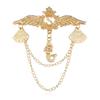European-American Retro Brooch - Navy Crown & Tassel Pin with Love Wings for Men & Women