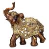 Resin Elephant Statue Wood Grain Feng Shui Elegant Elephant Sculpture Ornament for Home TV Cabinet Craft Decoration